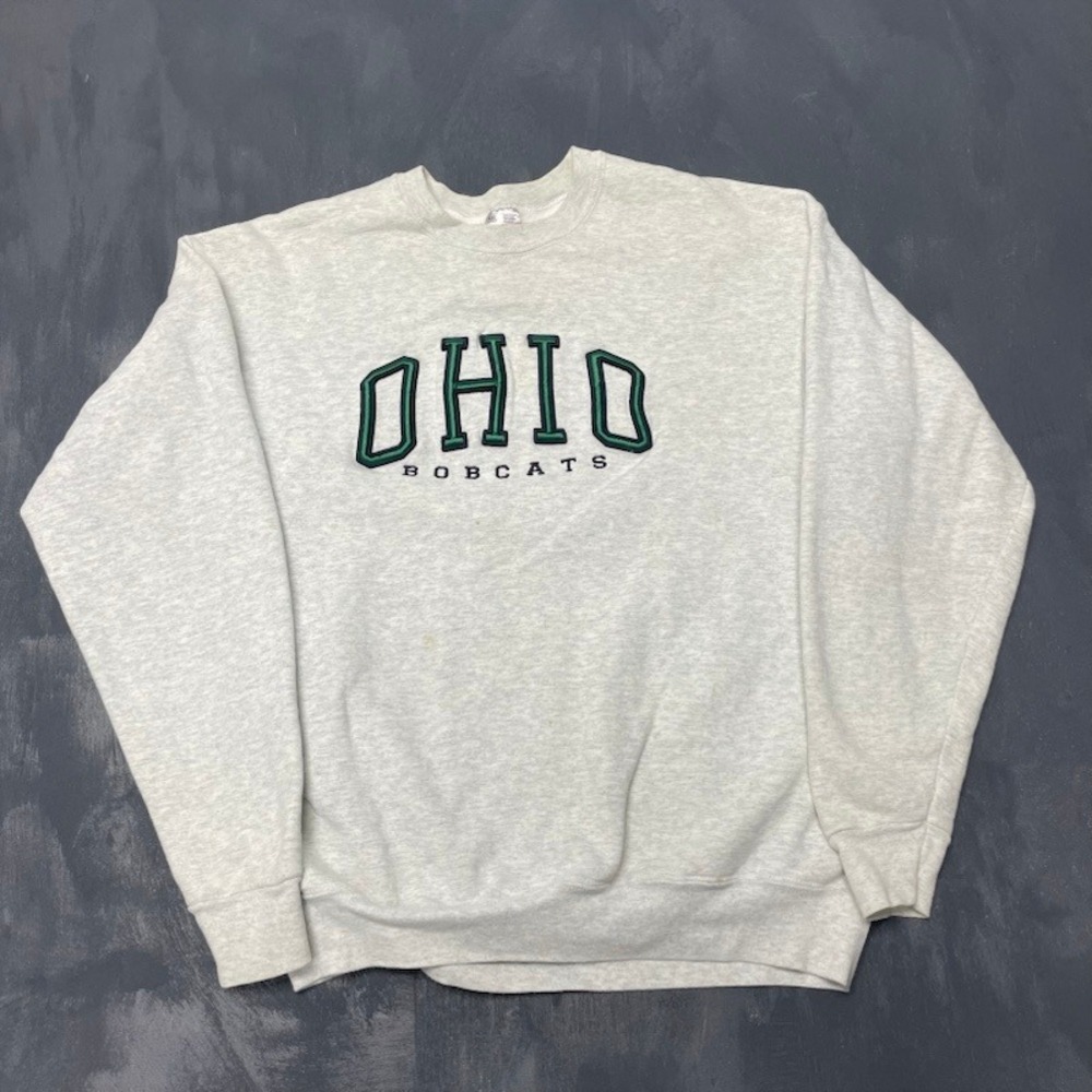 Vintage Ohio Bobcats Sweatshirt Mens XXL Grey 90s Fruit of the Loom